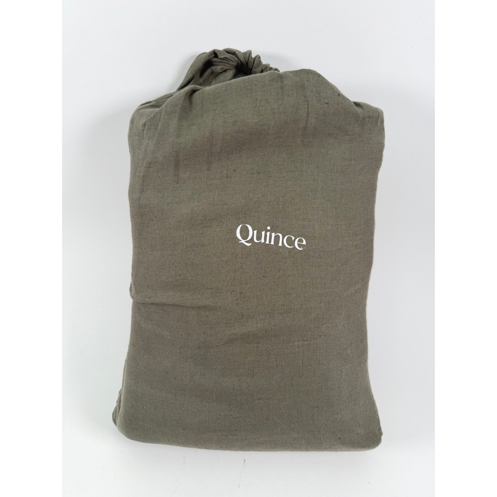 Quince European Linen Sheet Set King Dusty Olive Green Bedding 4 Piece Set